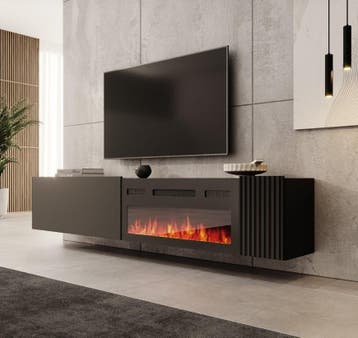 TM TV-Meubel met elektrische sfeerhaard Hearth & Home  zwart, Verzenden
