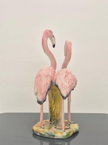 Beeld, Coppia fenicotteri - 55 cm - Keramiek