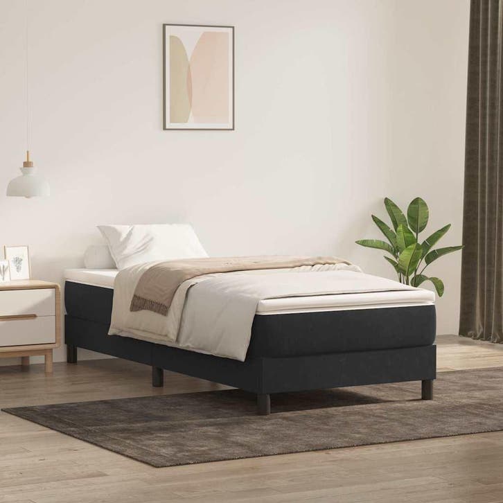 vidaXL Boxspring met matras fluweel zwart 90x210 cm, Maison & Meubles, Chambre à coucher | Lits, Envoi