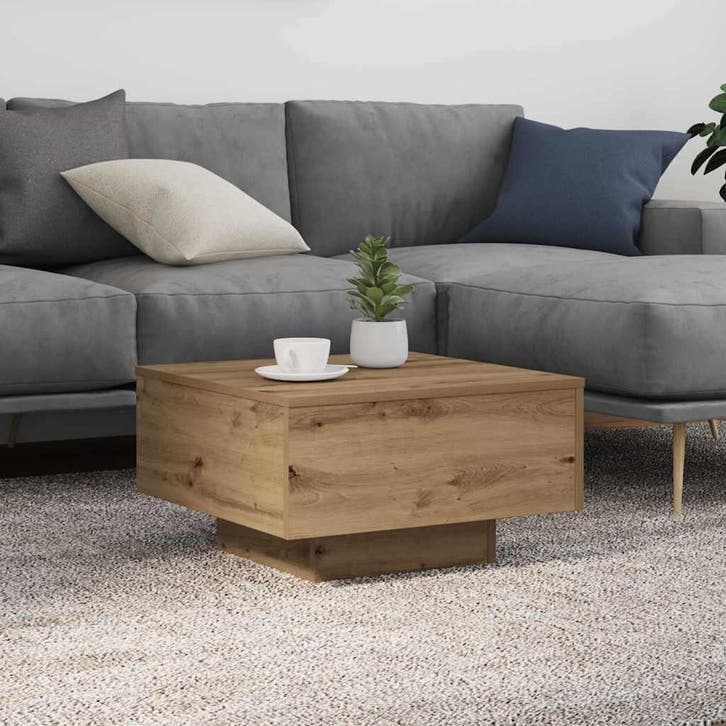 vidaXL Artisanaal eiken 55 x 55 x 31 cm Bewerkt hout, Maison & Meubles, Tables | Tables de salon, Envoi