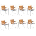 vidaXL Tuinstoelen 8 st met kussens massief acaciahout, Tuin en Terras, Tuinstoelen, Verzenden, Nieuw