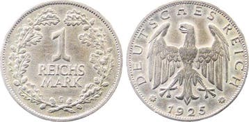 Duitsland 1 Reichsmark Reichsmark 1925 G Jaeger 319 zilver, Verzenden