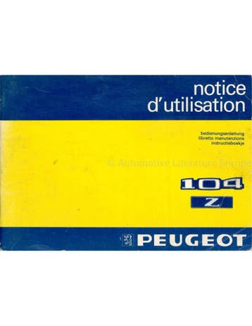 1983 PEUGEOT 104 Z INSTRUCTIEBOEKJE