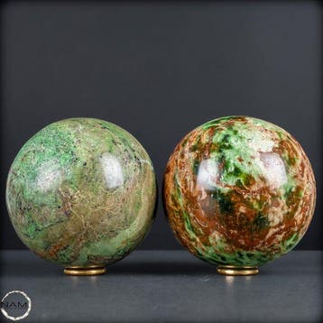Edel chrysoprase-kugelduo – fascinerende groentinten en, Collections