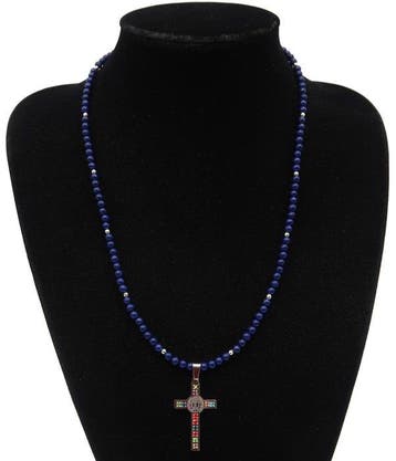 Lapis lazuli - Exorcismeketting - Sint-Benoït-kruis -