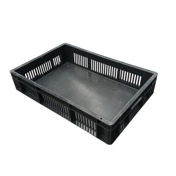 Stapelbak 600x400x120 mm hdpe kunststof zwart gebruikt, Ophalen of Verzenden