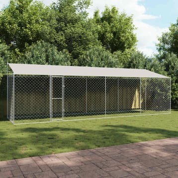 vidaXL Hondenkooi met dak zilver 800 x 200 x 256 cm Staal en, Verzenden