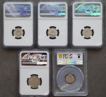 Rusland. Set of 5 coins: 5, 10, 20 Kopecks 1888/1916 NGC &