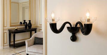 Wandlamp - Muranoglas - zwarte Murano-wandlamp