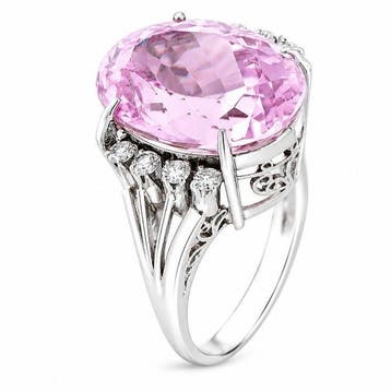 Bague Anneau en platine de 0,26 ct diamant et kunzite,, Handtassen en Accessoires, Nieuw