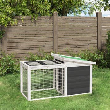 vidaXL Konijnenhok 100,5x54x55 cm massief grenenhout grijs, Dieren en Toebehoren, Verzenden, Nieuw
