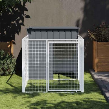vidaXL Hondenhok met dak 110x201x110 cm gegalvaniseerd staal, Verzenden