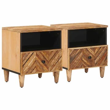 vidaXL Nachtkastje 2 st Bruin 50 x 33 x 60 cm Massief Mango, Verzenden, Nieuw