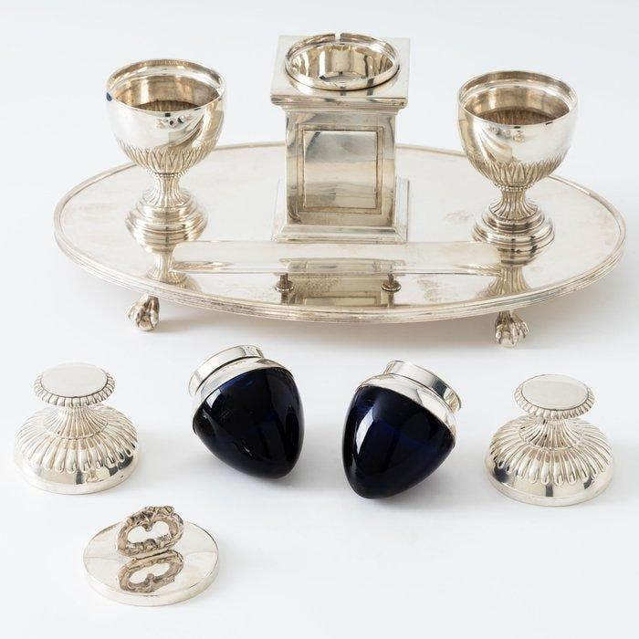 Amsterdam 1817 - Empire pronk inktstel - Encrier - Argent, Antiquités & Art, Antiquités | Argent & Or