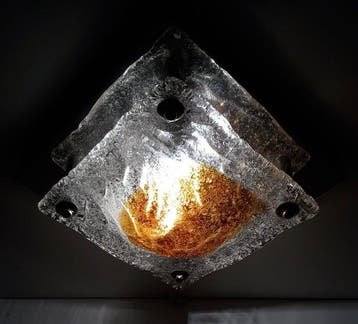 attr. Mazzega - Lampe murale - Verre de Murano - Acier
