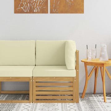 vidaXL Buitenhoekbank Massief Acacia Hout Wit, Tuin en Terras, Tuinsets en Loungesets, Verzenden, Nieuw