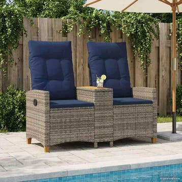 vidaXL Ligbank met Tafel 2 -Seater 126 x 65 x 112 cm poly, Tuin en Terras, Verzenden, Nieuw