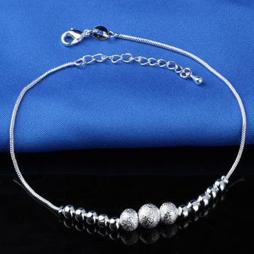 Fako Bijoux - Enkelbandje Verzilverd - Bolletjes Glitter &, Bijoux, Sacs & Beauté, Verzenden