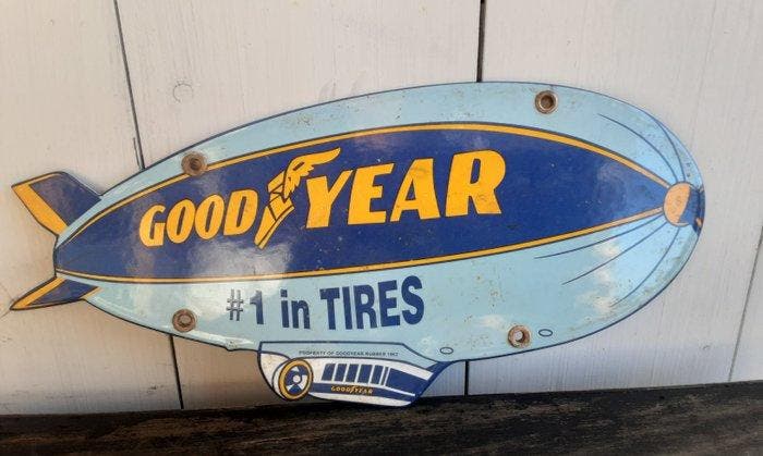 Goodyear - Bord - Emaille, Antiek en Kunst, Antiek | Wandborden en Tegels