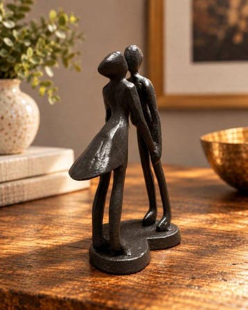 sculptuur, Handgemaakt liefdessculptuur – Abstract koppel op