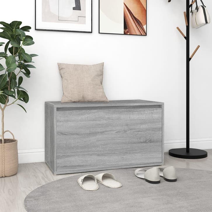 vidaXL Halbankje 80x40x45 cm bewerkt hout grijs sonoma, Huis en Inrichting, Overige Huis en Inrichting, Nieuw, Verzenden