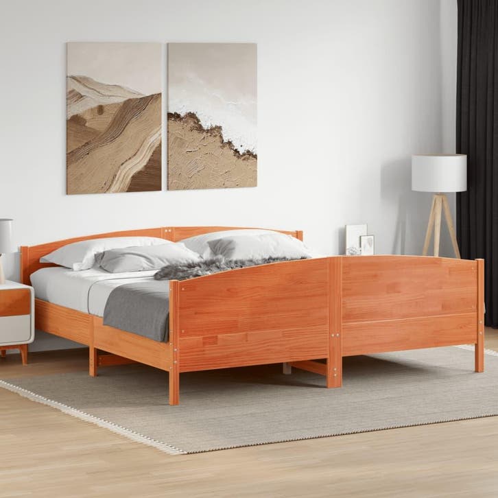 vidaXL Bedframe zonder matras massief grenenhout wasbruin, Huis en Inrichting, Slaapkamer | Bedden, Nieuw, Verzenden
