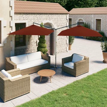 vidaXL Parasol dubbel met stalen paal 600x300 cm, Verzenden, Nieuw