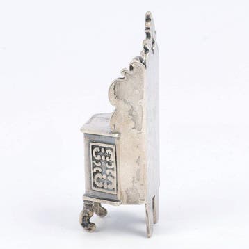 Beeldje - Kakstoel Miniatuur - .835 zilver, Antiek en Kunst