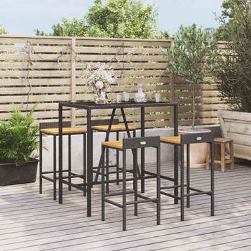 vidaXL 5-delige Tuinbarset poly rattan en massief acaciahout, Verzenden
