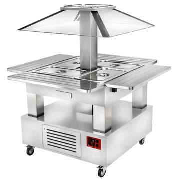 Gekoeld Buffet | GOURMET LINE | Hout/RVS | 4x 1/1 GN |, Verzenden