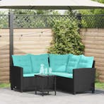 vidaXL Tuin Sofa met kussen 2 pcs Zwart en Turkoois Poly, Verzenden