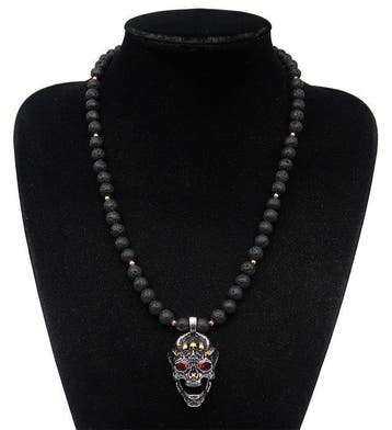 Schedel met gloeiende ogen – Memento Mori – Lavasteen –