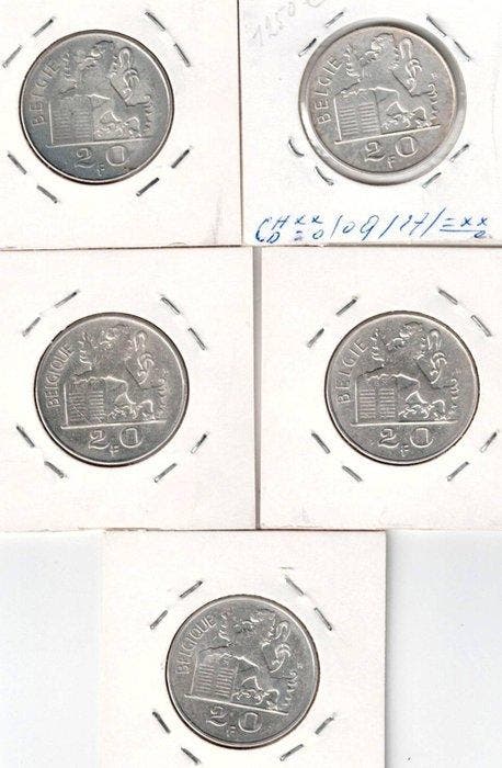 België. Prins Karel. 20 Francs 11 munten 6x50fr + 5x20fr nr, Postzegels en Munten, Munten | Nederland