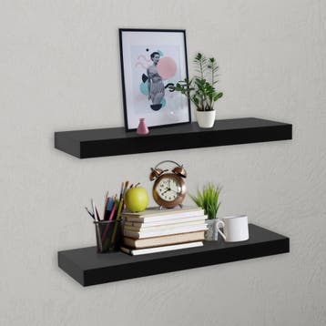 vidaXL Wandplanken zwevend 2 st 40x20x3,8 cm zwart, Verzenden, Nieuw