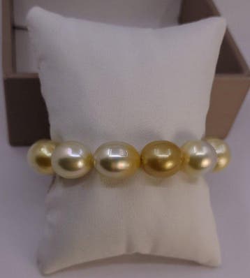 Bracelet Très grande taille - perles des mers du Sud dorées