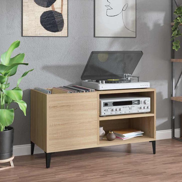 vidaXL Platenkast 84,5x38x48 cm bewerkt hout sonoma, Maison & Meubles, Armoires | Autre, Envoi