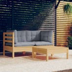 vidaXL 3-delige Loungeset met grijze kussens grenenhout, Verzenden, Nieuw, Loungeset