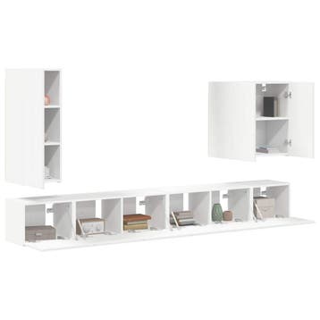 vidaXL Tv Wandkast Set 6 st Wit, Verzenden