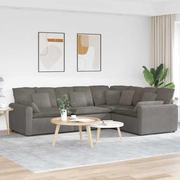 vidaXL Modulaire bank met kussens corduroy stof lichtgrijs, Verzenden, Nieuw