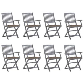 vidaXL Inklapbare stoelen 8 st met kussens massief, Verzenden