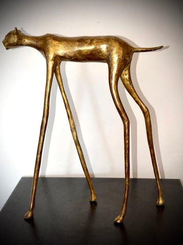 Abdoulaye Derme - sculptuur, Chat élancé contemporain - 28