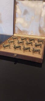 Servetring (12) - panters - Metaal, Antiek en Kunst