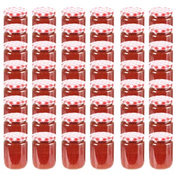 vidaXL Jampotten met wit met rode deksels 48 st 230 ml glas, Verzenden, Nieuw