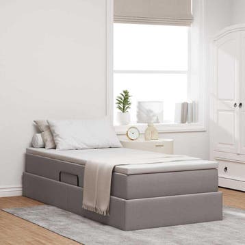 vidaXL Opslag bed met matras met opslag Taupe 90 x 200 cm, Verzenden, Nieuw
