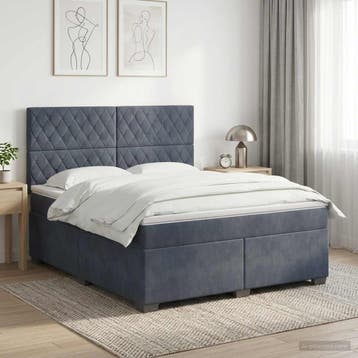 vidaXL Boxspringbed met matras Donkergrijs 140 x 190 cm, Verzenden