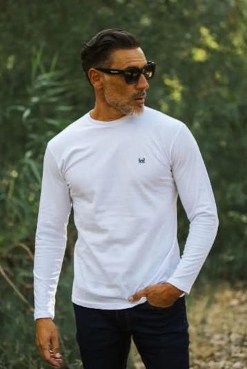 T-shirt lange mouwen wit, Kleding | Heren, T-shirts, Verzenden, Nieuw, Wit, Custi Mikelo