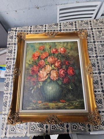 Belgische School (XX) - Tableau ancien bouquet de roses