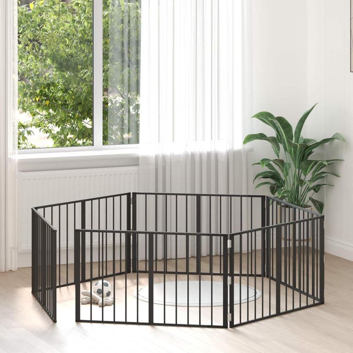 vidaXL Hondendeur 6 pcs Zwart 100 x 60 cm Gegevens staal, Animaux & Accessoires, Caisses pour chiens, Envoi