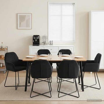 vidaXL Eetstoelen 6 st fluweel Zwart 55 x 50 x 84 cm, Verzenden, Nieuw