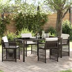 vidaXL Tuin Eettafel Set 5 pcs Bruin poly rattan, Verzenden, Nieuw